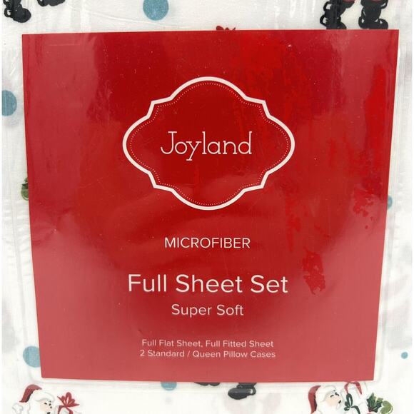 New Joyland Microfiber Full Sheet Set Super Soft Santa Christmas Flat & Fitted - Picture 4 of 7